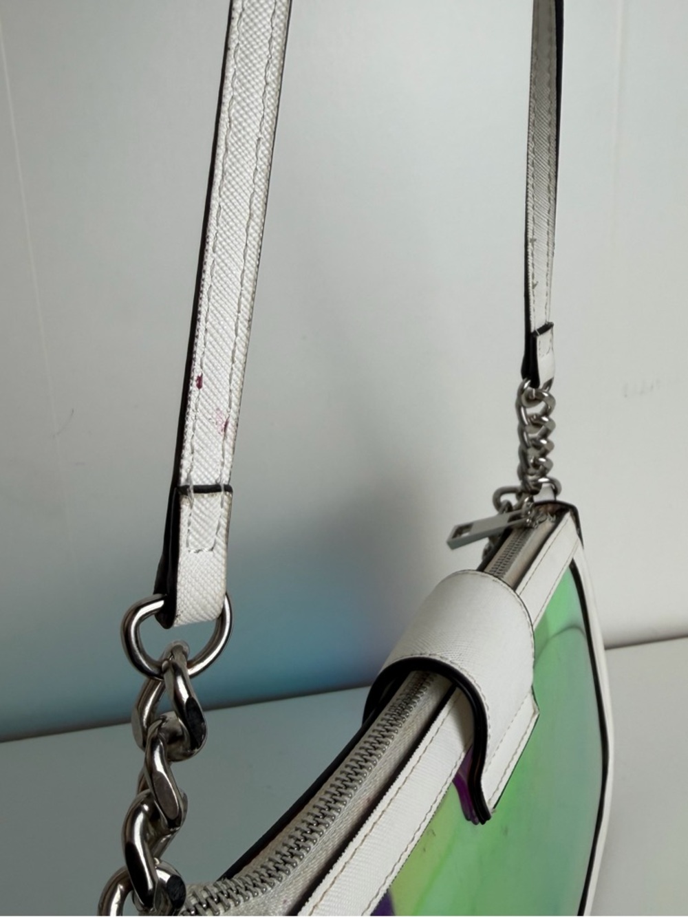 ALDO White Shoulder Bag with Iridescent Front Panel - Picture 12 of 13